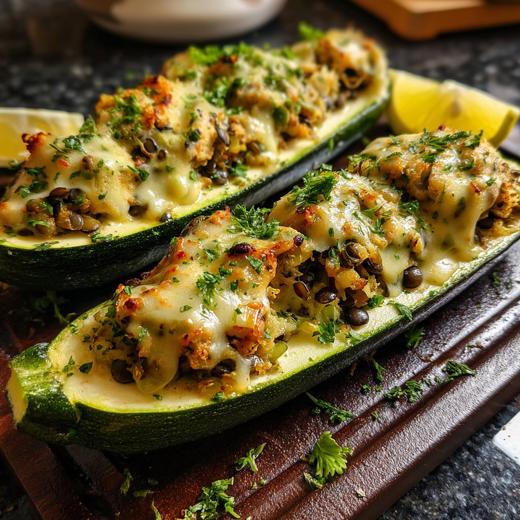 Gefüllte Zucchini mit Linsen