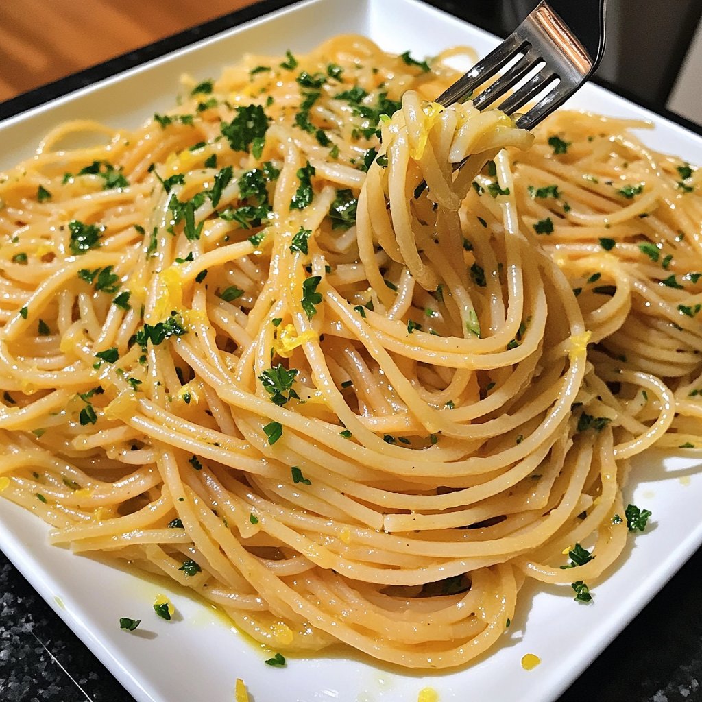 Spaghetti mit Zitronen-Knoblauch-Öl