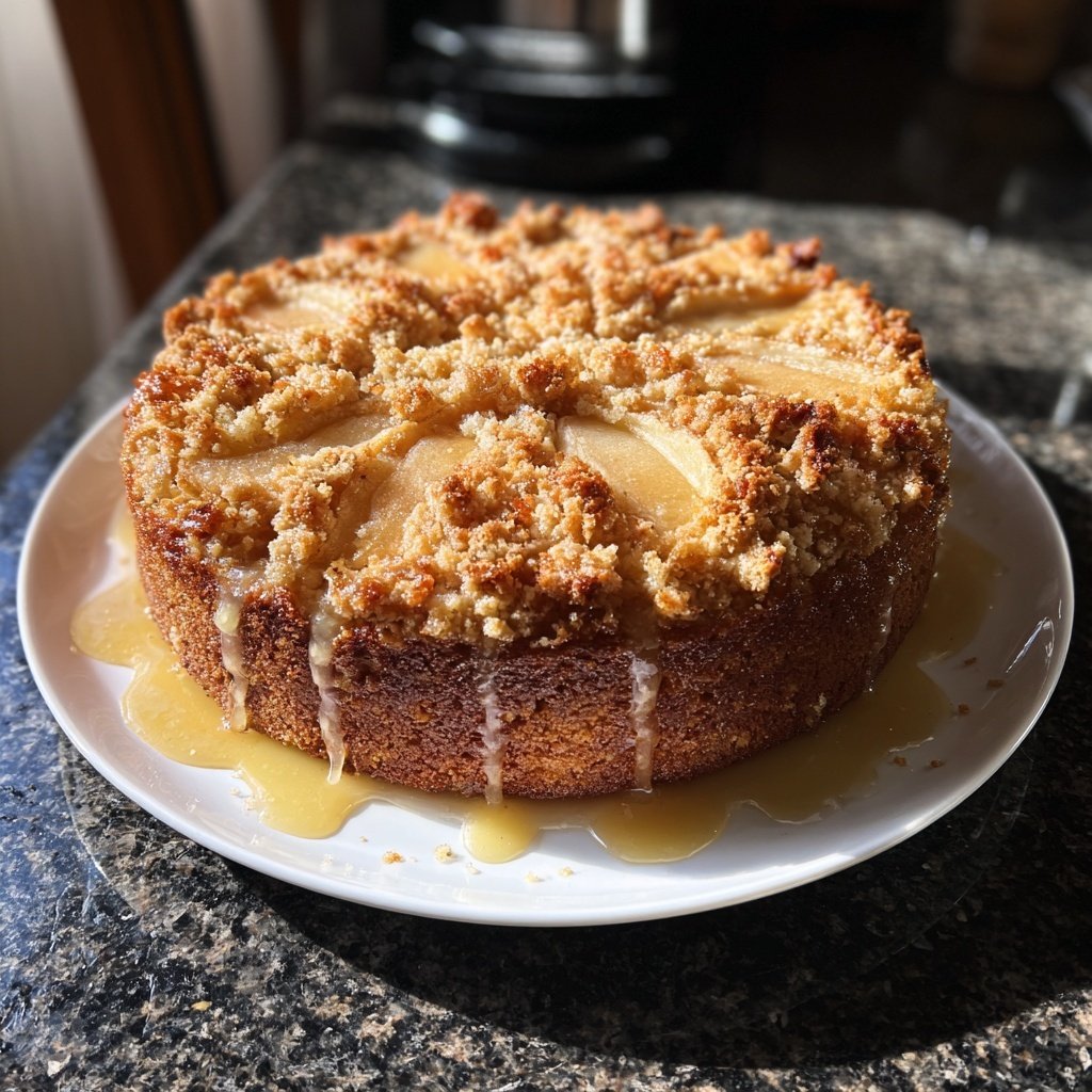 Kuchen mit Birnen und Streuseln