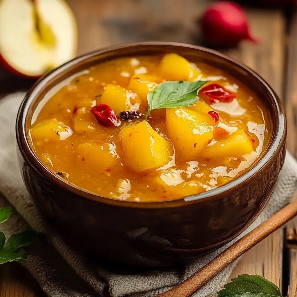 Süß-pikantes Apfel Chutney mit Chili, Zwiebeln & Curry