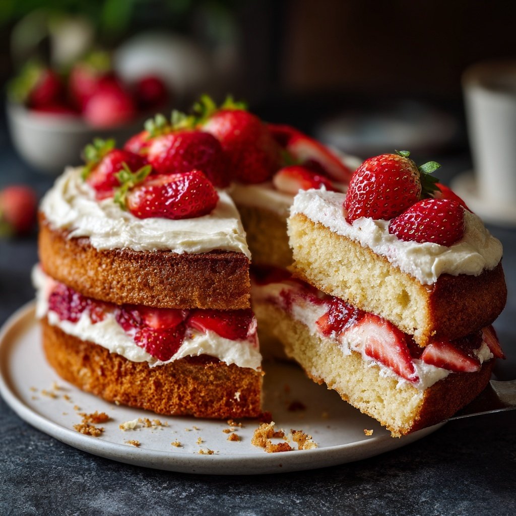 Saftiger Erdbeerkuchen Mit Quarkfüllung