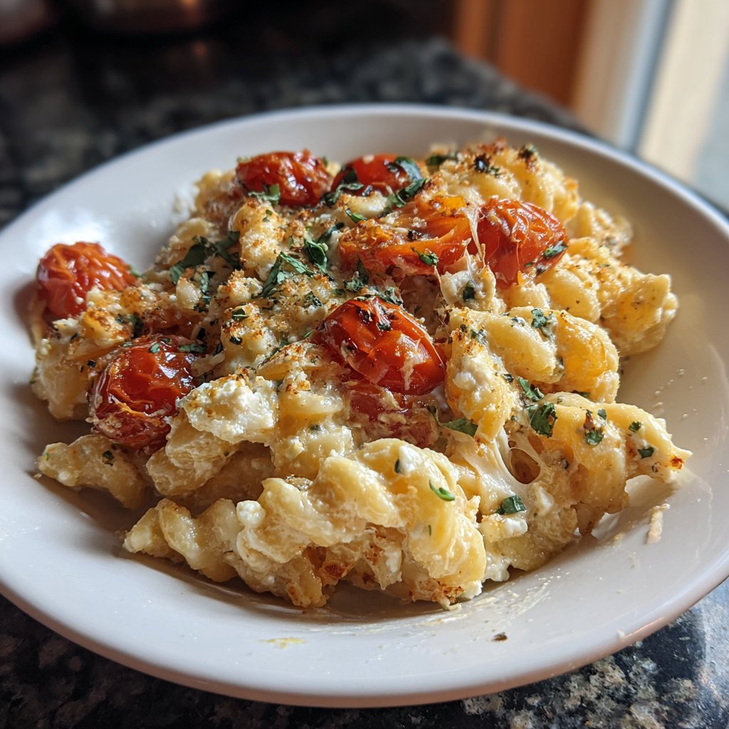 Nudelauflauf mit Tomaten und Feta